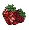 Sequin Double Strawberries, Strawberry Fruit, Food, Embroidered, Iron on Patch
